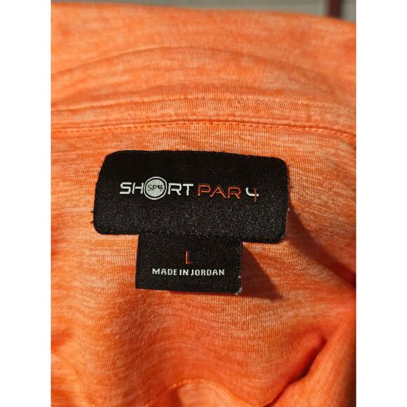 Short Par 4 Men’s Golf Polo Shirt Orange Heather Performance Stretch Size Large - Picture 7 of 9